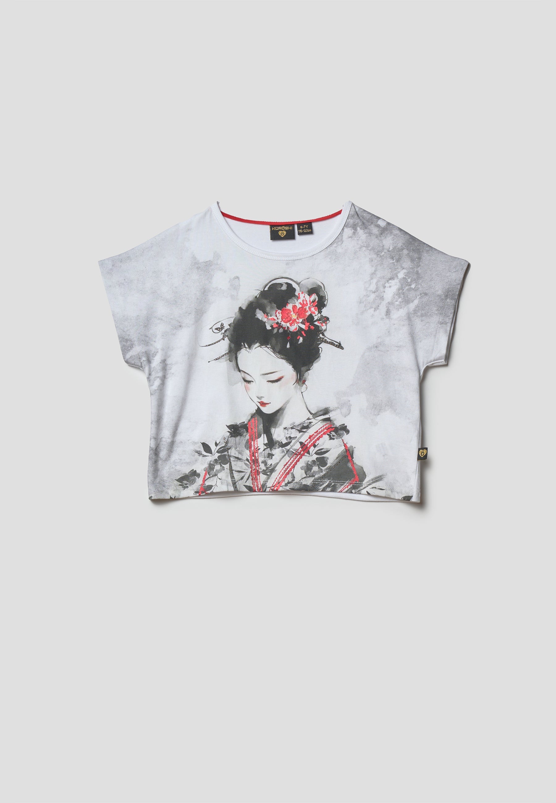 Camiseta manga corta estampado blanca niña | Koroshi