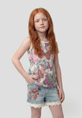 Top Tirantes Brillos Blanco Estampado Niña – Koroshi