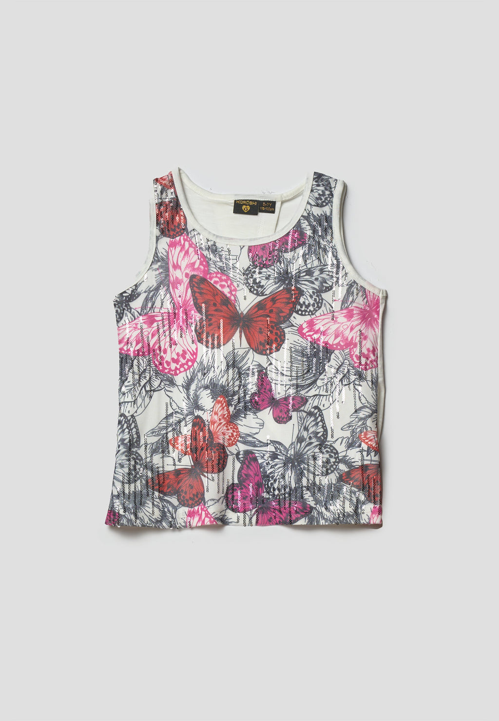 Top Tirantes Brillos Blanco Estampado Niña – Koroshi