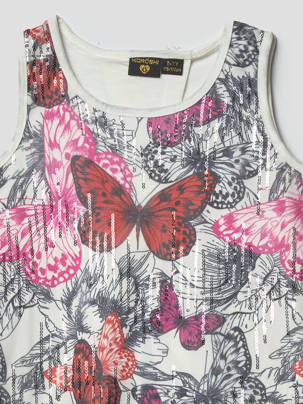 Top Tirantes Brillos Blanco Estampado Niña – Koroshi
