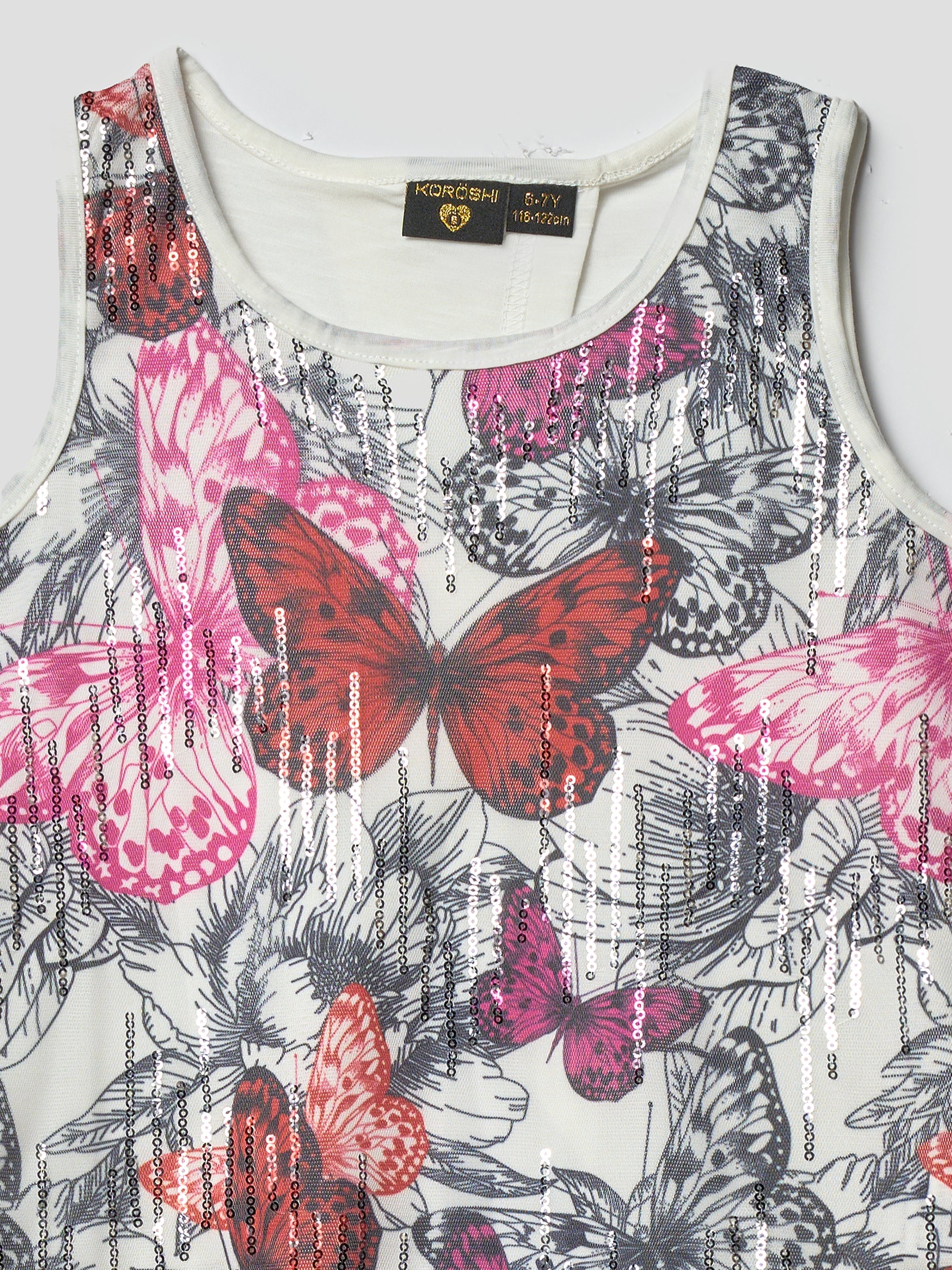 Top Tirantes Brillos Blanco Estampado Niña – Koroshi