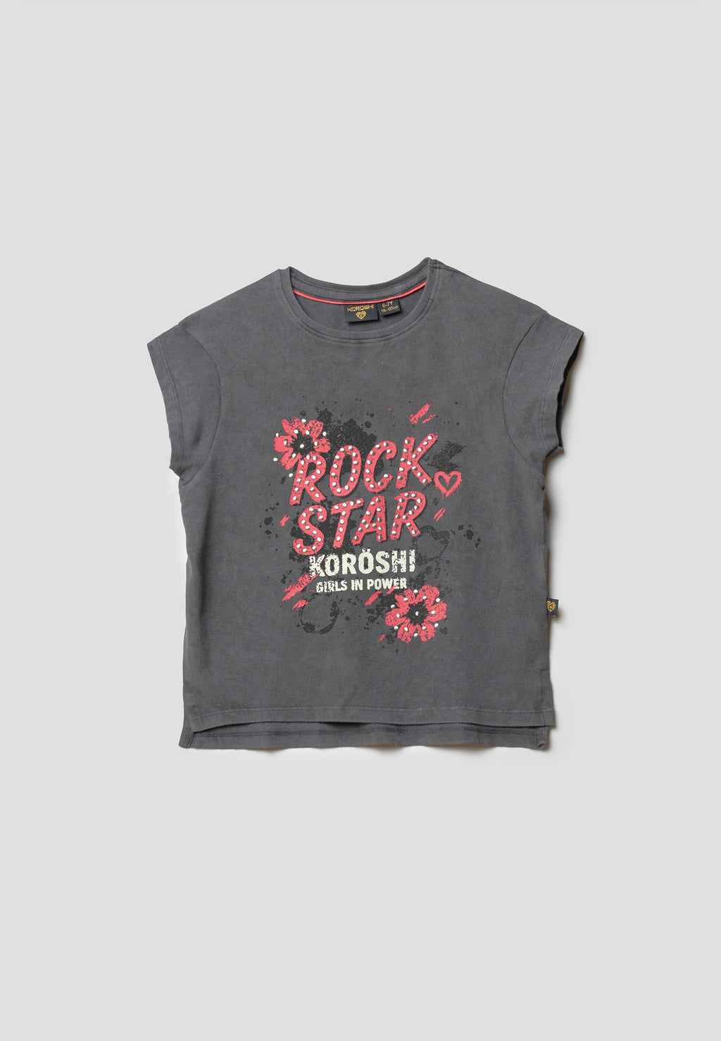 Camiseta manga corta estampado gris niña | Koroshi