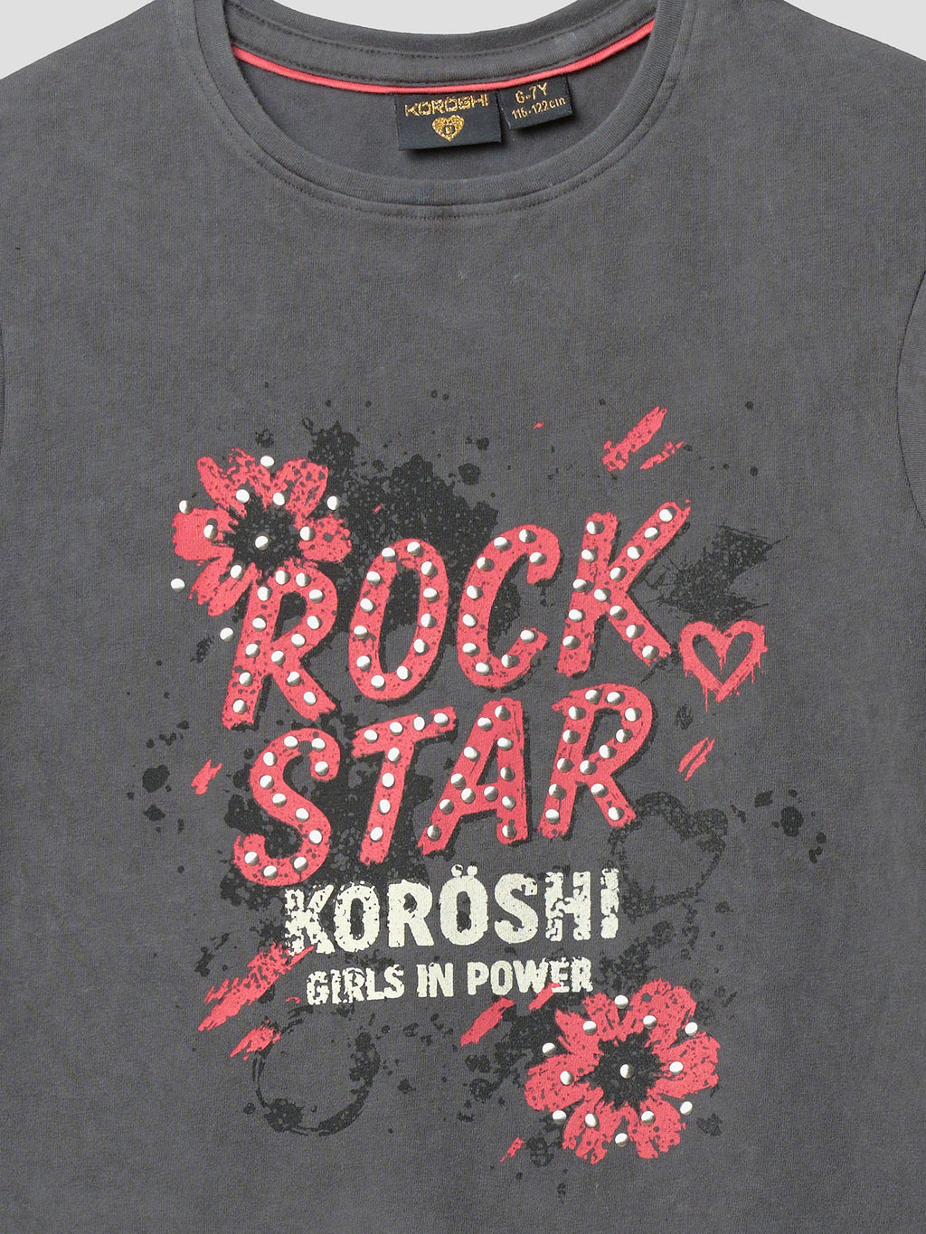 Camiseta manga corta estampado gris niña | Koroshi