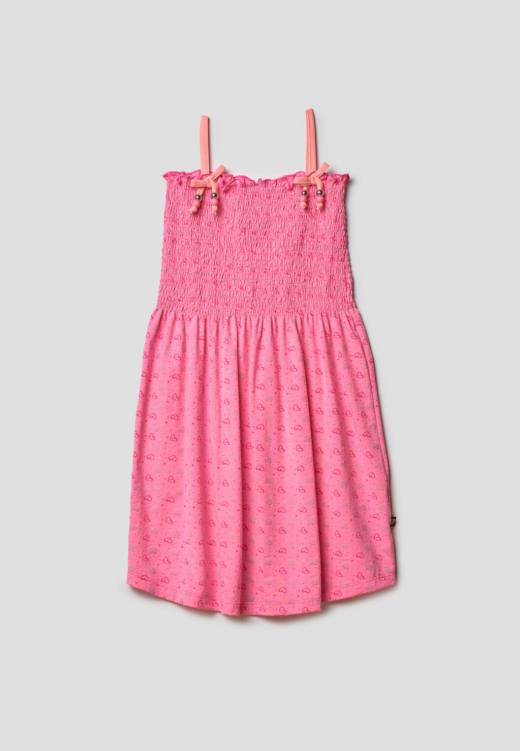 Vestido algodón tirantes con lazo fucsia niña | Koroshi