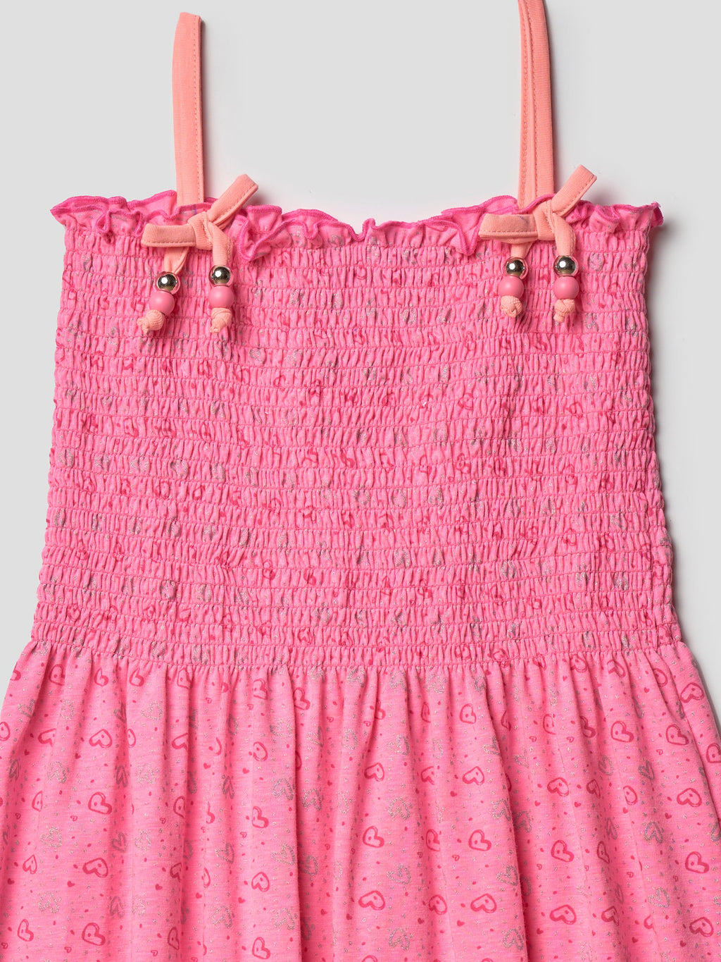 Vestido algodón tirantes con lazo fucsia niña | Koroshi