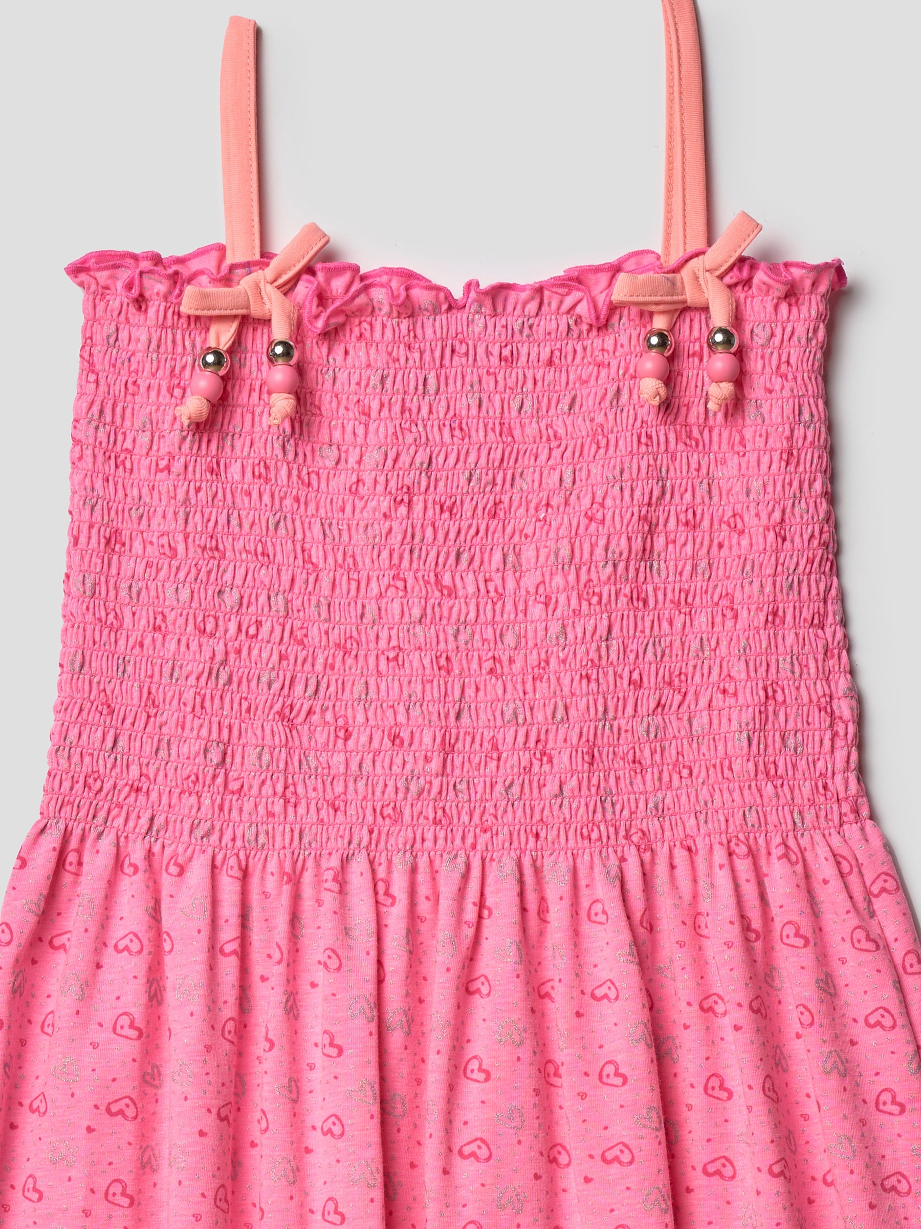Vestido algodón tirantes con lazo fucsia niña | Koroshi