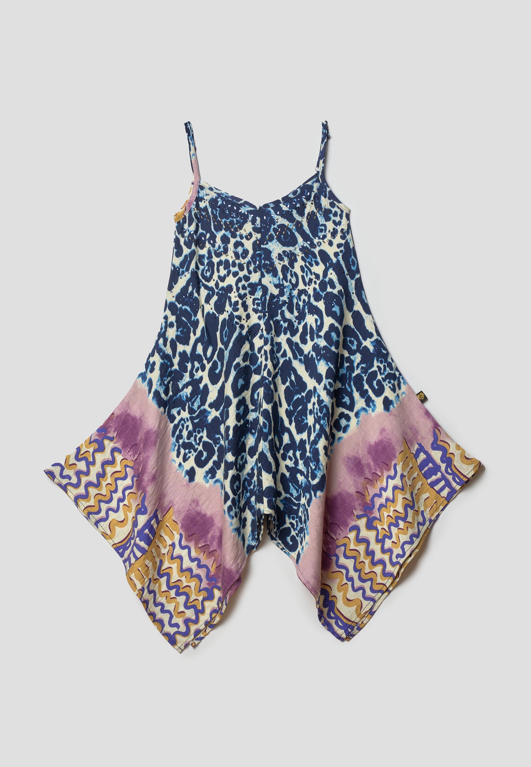 Vestido de tirantes estampado animal print azul niña | Koroshi
