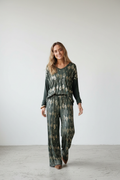 Pantalón de punto verde con lentejuelas