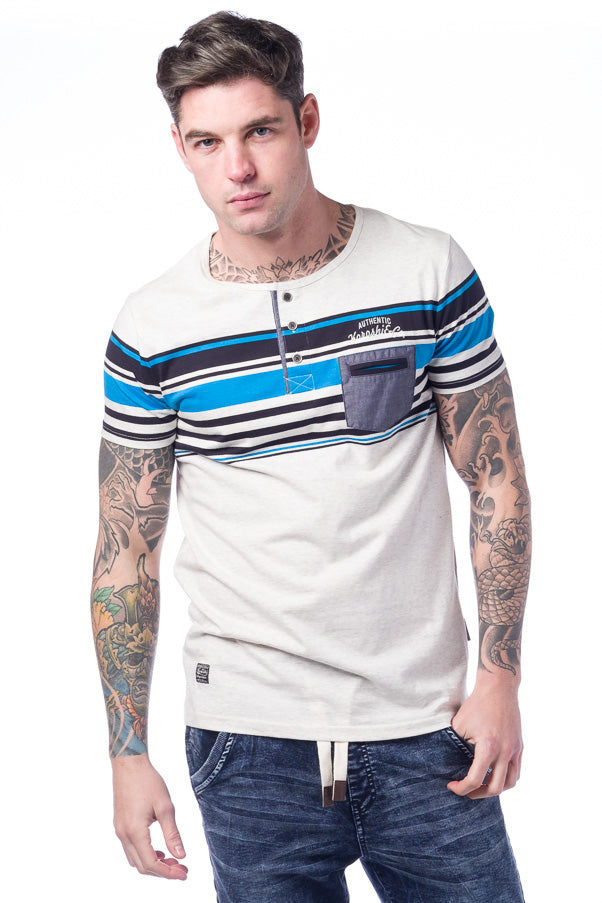 Camiseta manga corta hombre rayas algodón