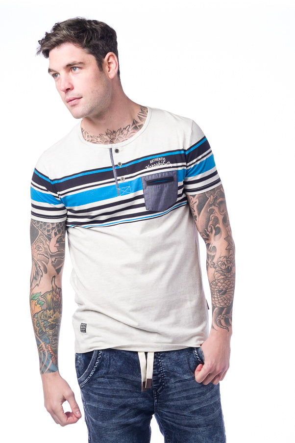 Camiseta manga corta hombre rayas algodón