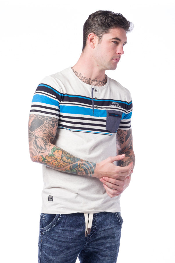 Camiseta manga corta hombre rayas algodón