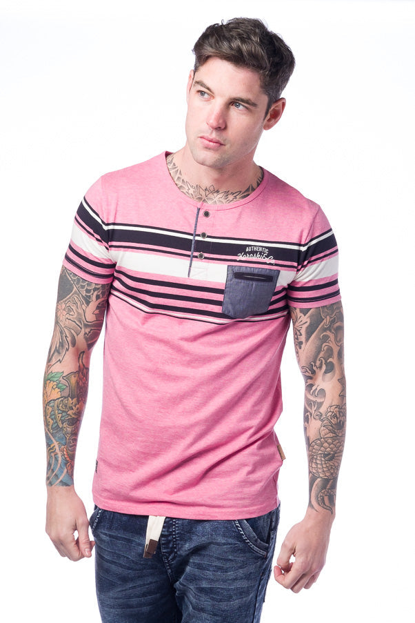 Camiseta manga corta hombre rayas algodón