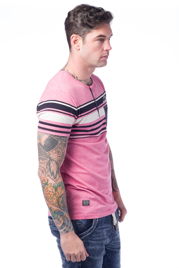 Camiseta manga corta hombre rayas algodón