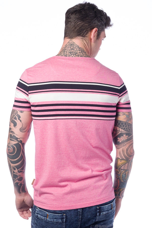 Camiseta manga corta hombre rayas algodón