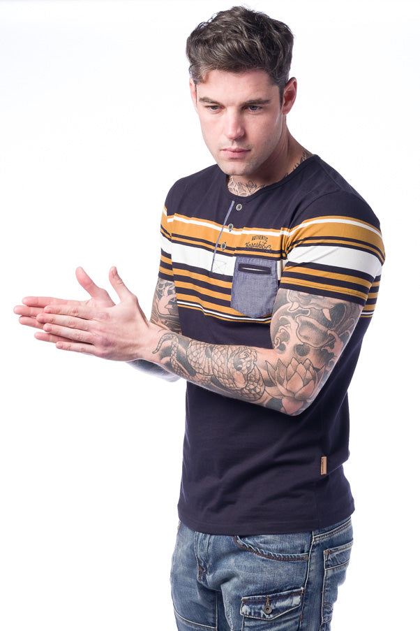 Camiseta manga corta hombre rayas algodón