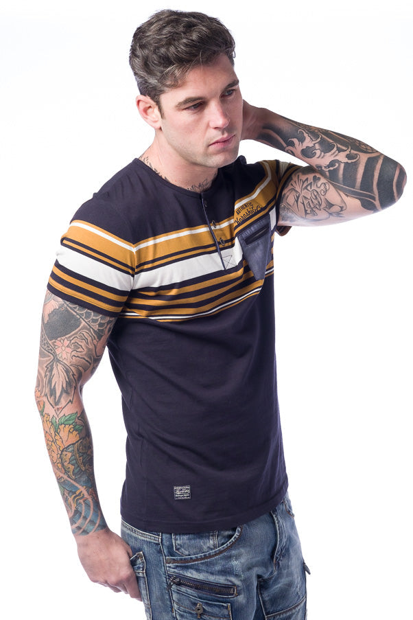 Camiseta manga corta hombre rayas algodón
