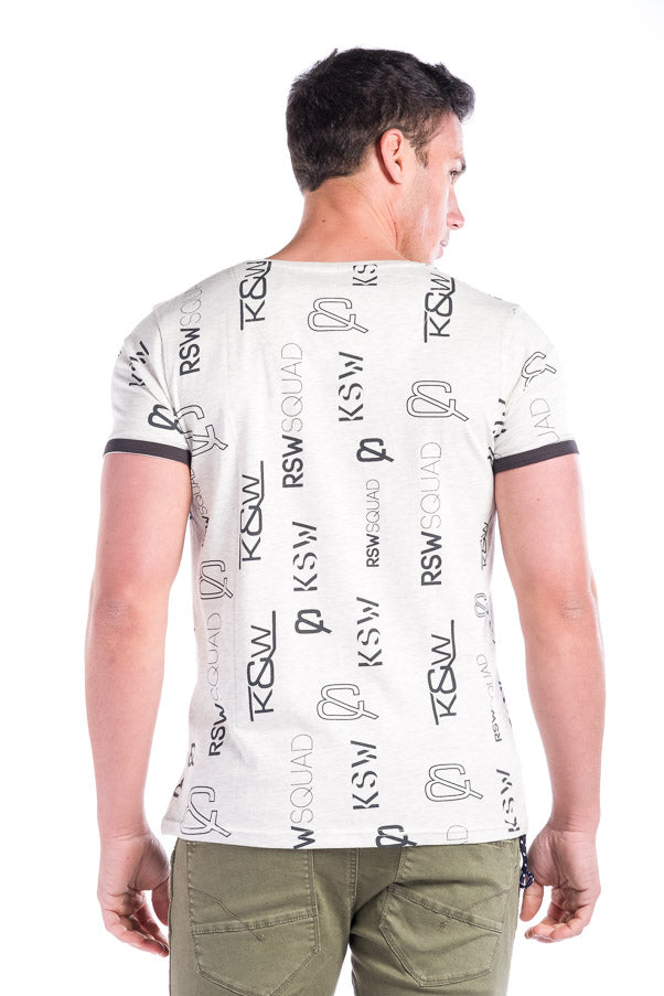 Camiseta estampada algodon con bolsillo hombre cuello pico