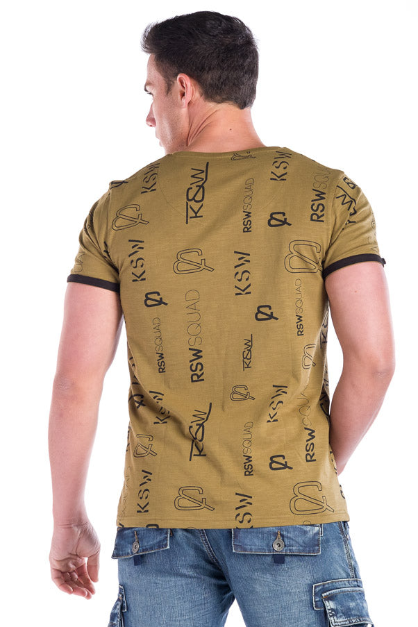 Camiseta estampada algodon con bolsillo hombre cuello pico