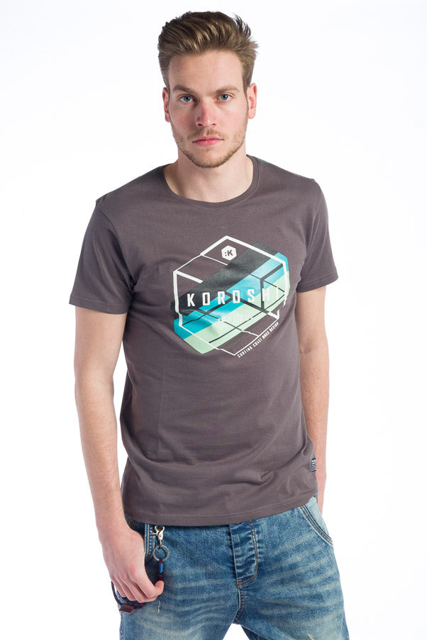 Camiseta manga corta algodon hombre estampado logo