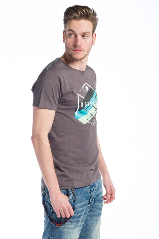 Camiseta manga corta algodon hombre estampado logo