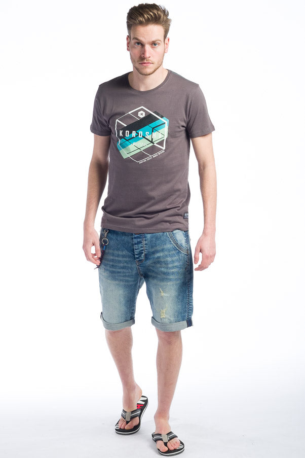 Camiseta manga corta algodon hombre estampado logo