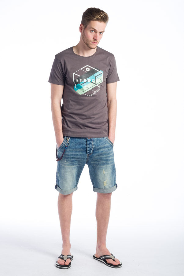 Camiseta manga corta algodon hombre estampado logo