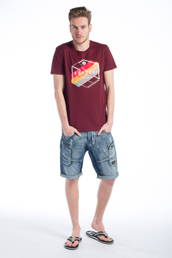 Camiseta manga corta algodon hombre estampado logo