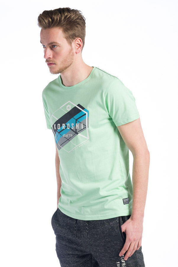 Camiseta manga corta algodon hombre estampado logo
