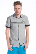 Camisa Hombre Manga Corta Rayas Algodón Bolsillos – Koroshi 28208