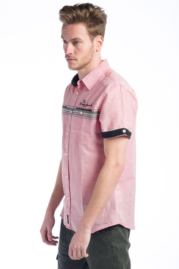 Camisa Hombre Manga Corta Rayas Algodón Bolsillos – Koroshi 28208