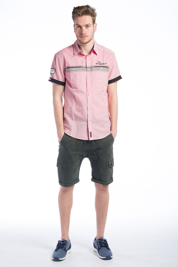 Camisa Hombre Manga Corta Rayas Algodón Bolsillos – Koroshi 28208