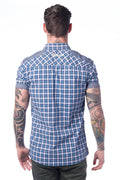 Camisa Hombre Manga Corta Cuadros Algodón Bolsillos – Koroshi 28210