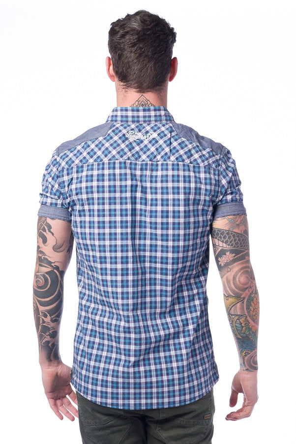 Camisa Hombre Manga Corta Cuadros Algodón Bolsillos – Koroshi 28210