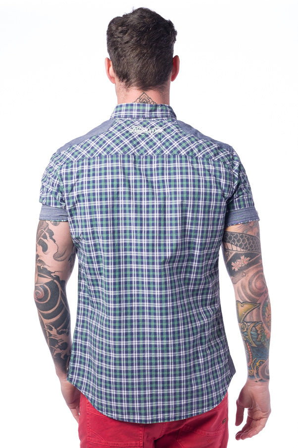 Camisa Hombre Manga Corta Cuadros Algodón Bolsillos – Koroshi 28210