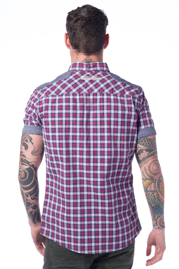 Camisa Hombre Manga Corta Cuadros Algodón Bolsillos – Koroshi 28210