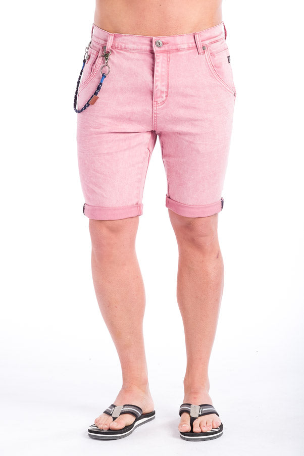 Bermuda Denim de Color con Cinco Bolsillos y Detalle Llavero Hombre – Koroshi 28323