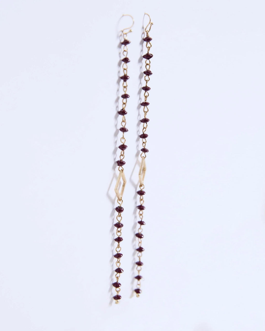 Pendientes Tiras Piedras Rombo Granate