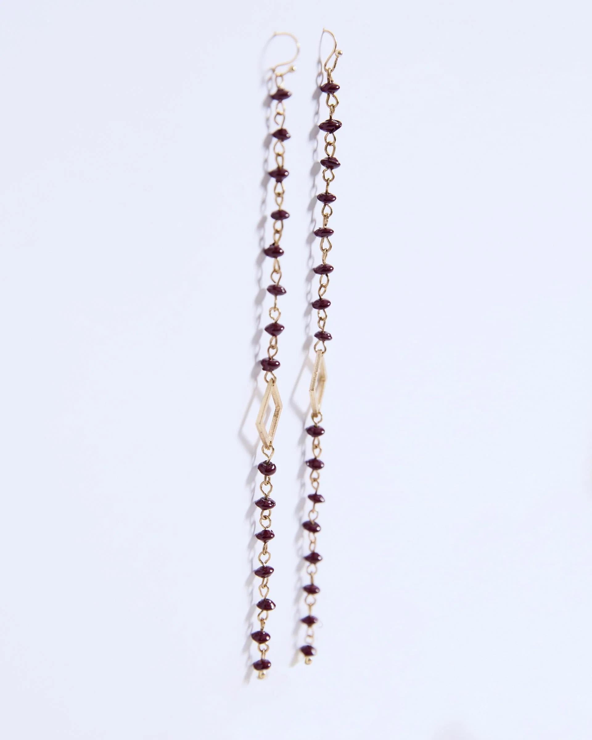 Pendientes Tiras Piedras Rombo Granate