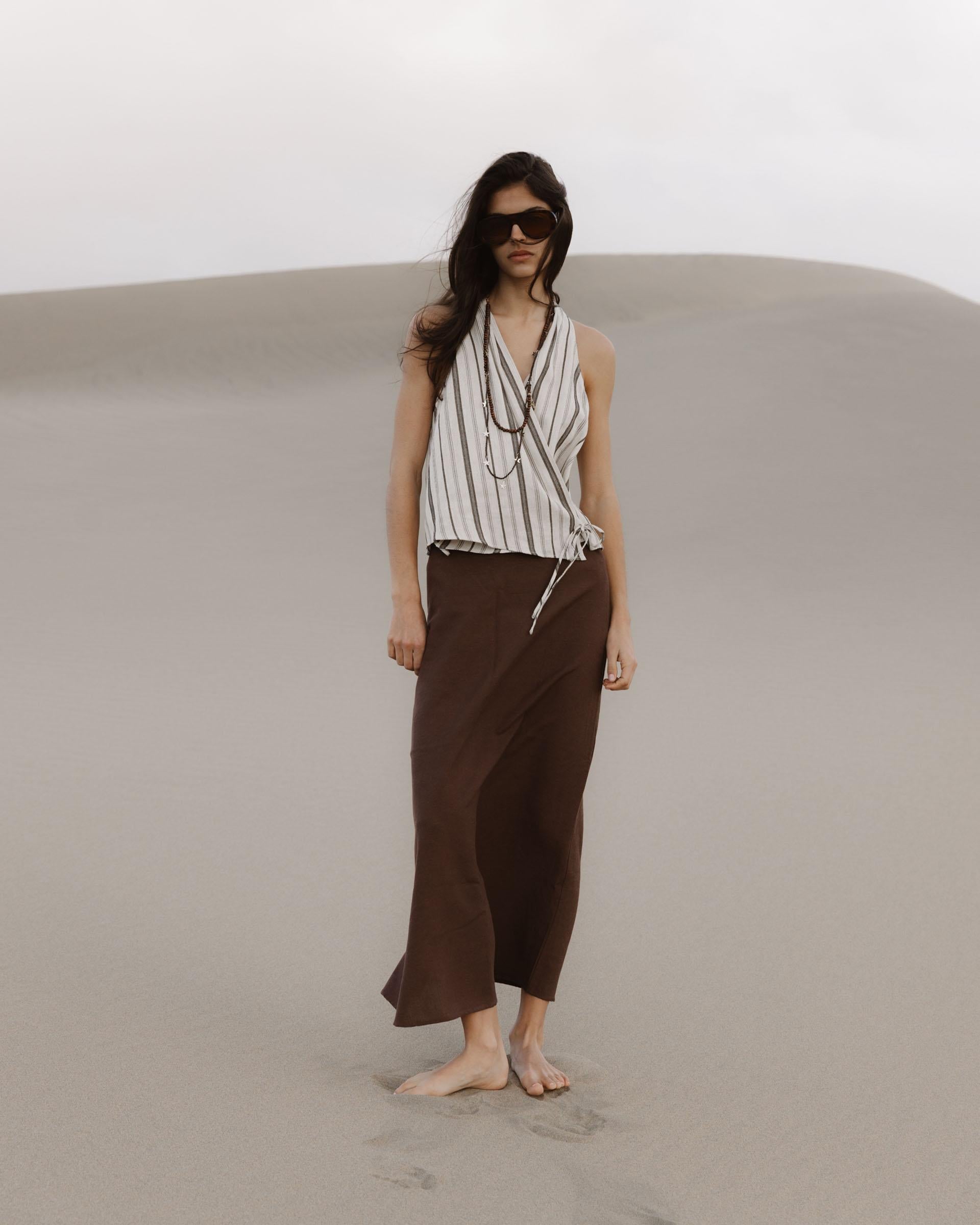 Top Cruzado Rayas Beige