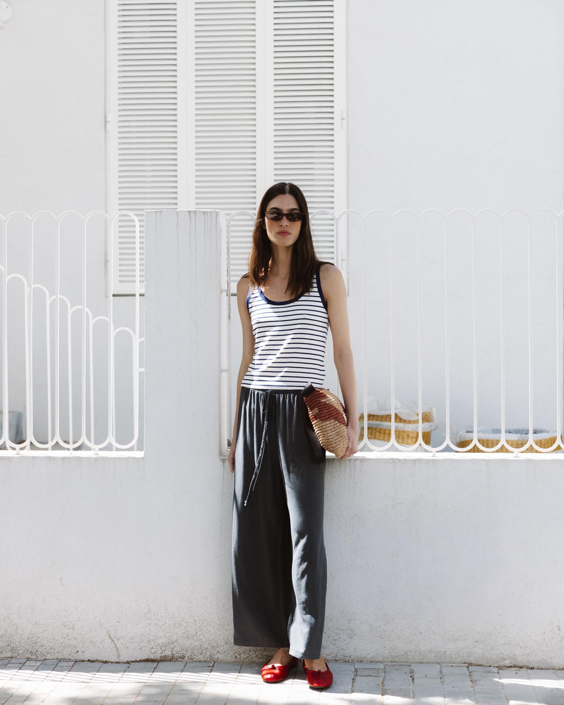 Pantalón Ancho Lino Antracita