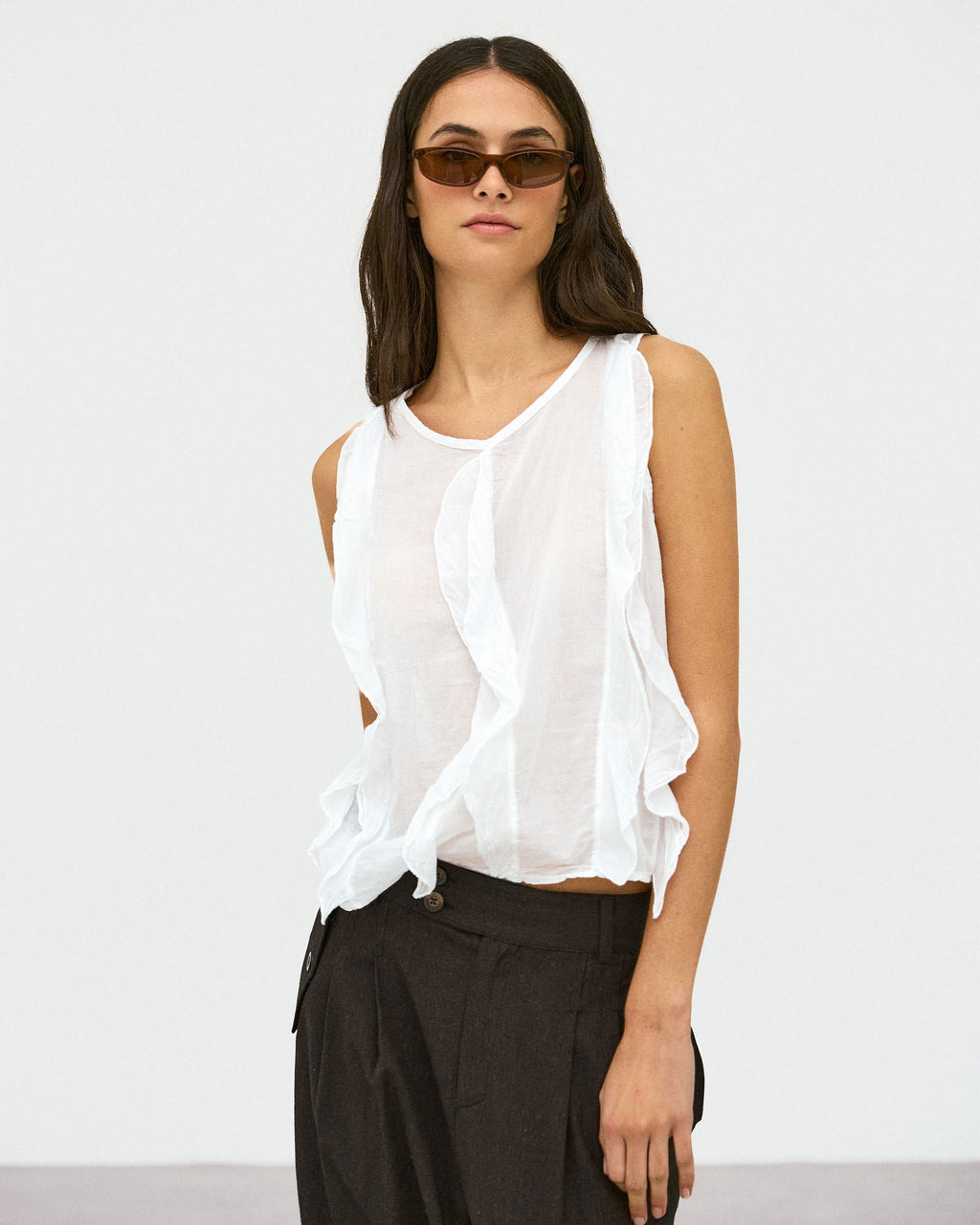 Blusa Volantes Delanteros Blanca