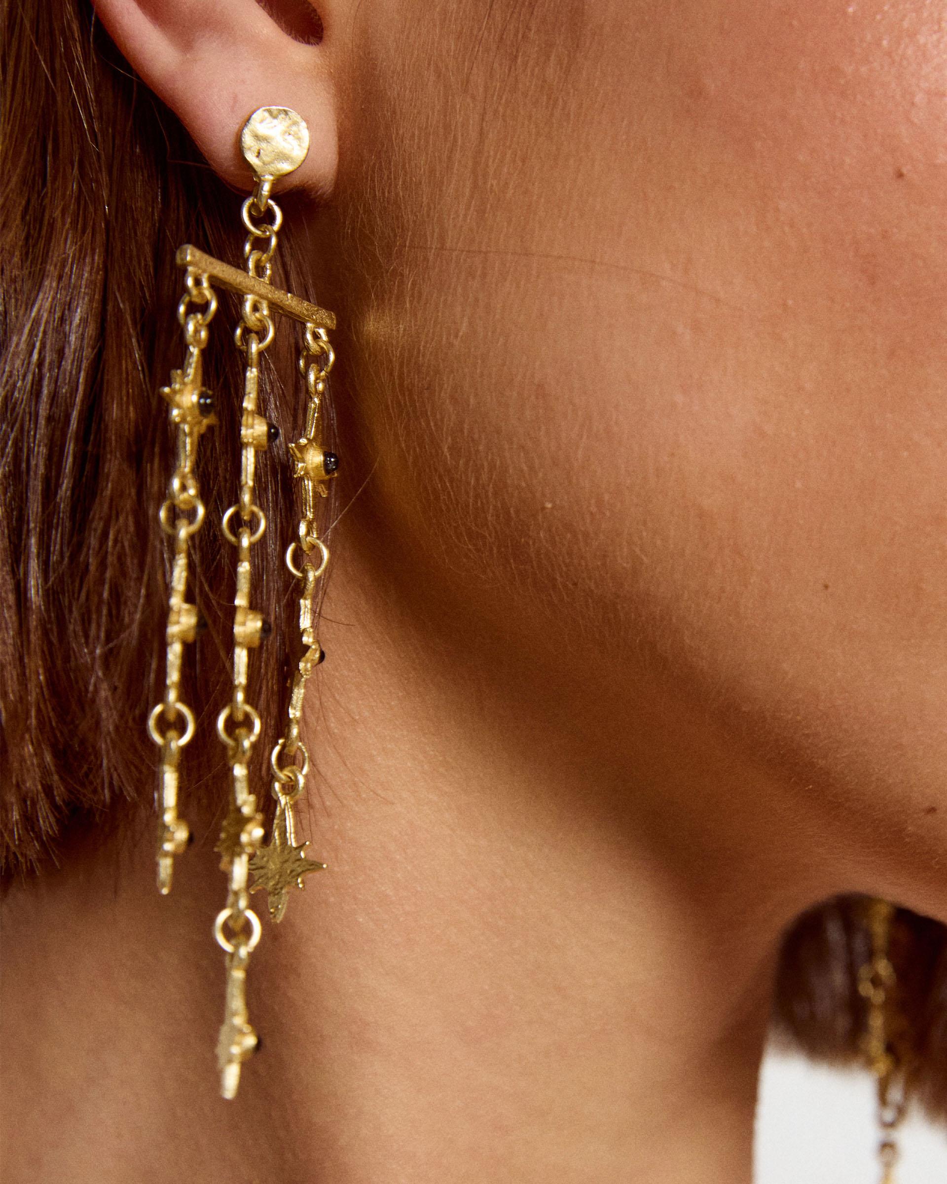 Pendientes Tiras Estrellas Oro