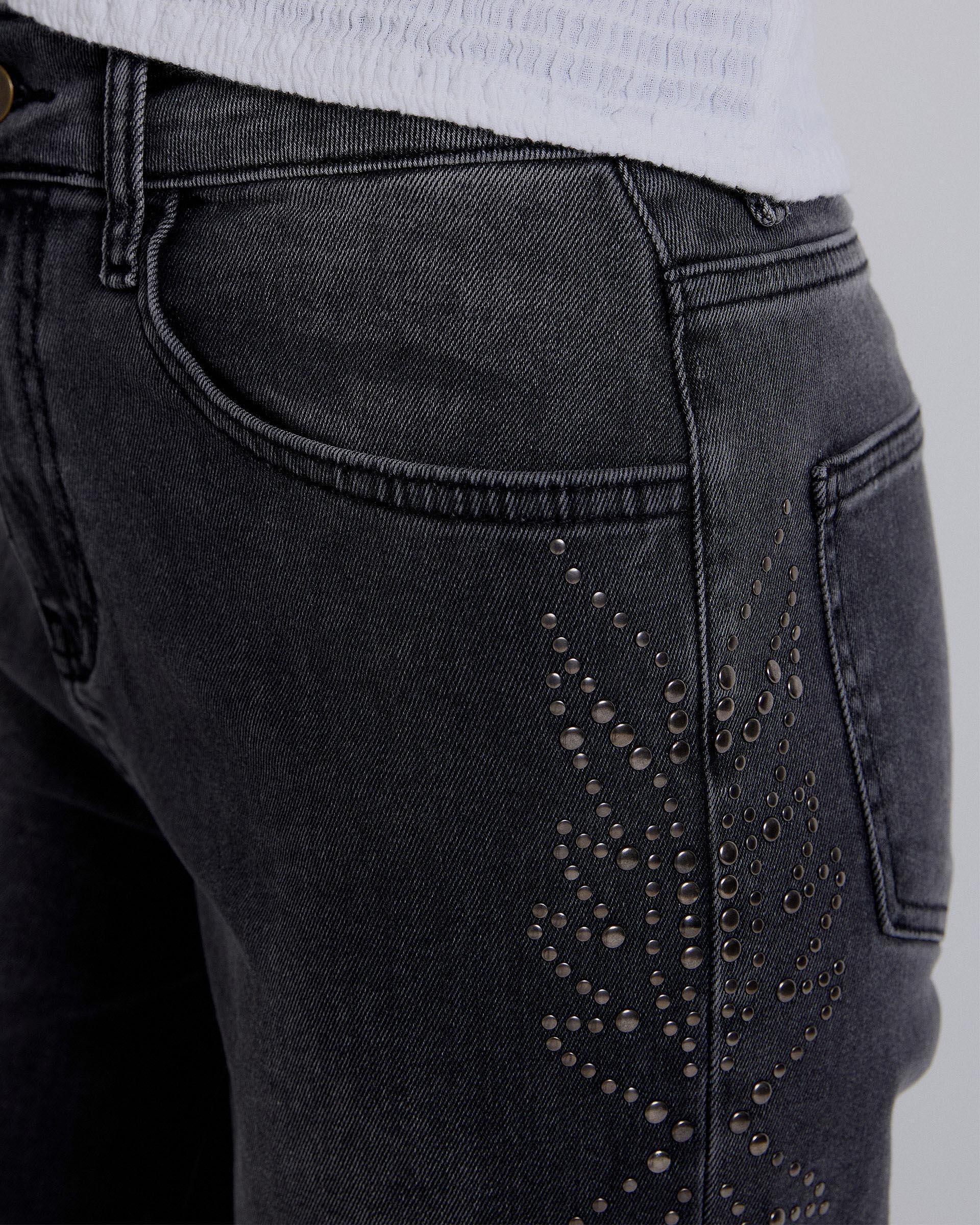 Jeans Dibujo Tachuelas Lateral Antracita