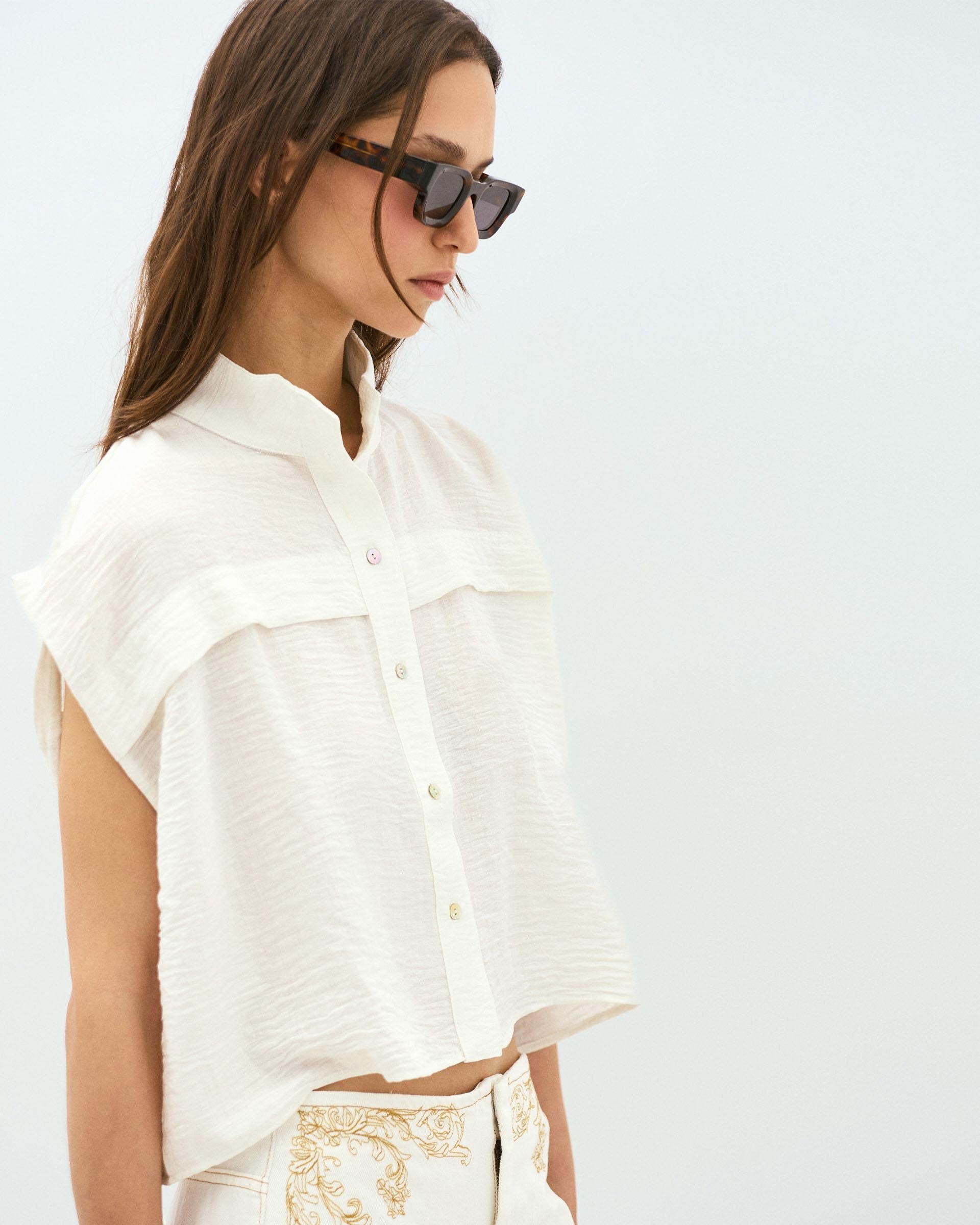 Blusa Sin Mangas Hombreras Blanca