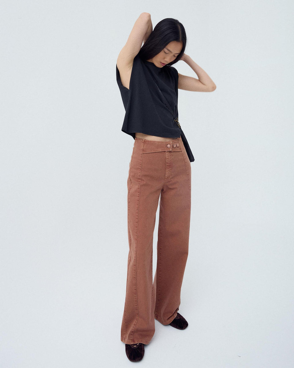 Jeans Cinturilla Pieza Botones Cobre