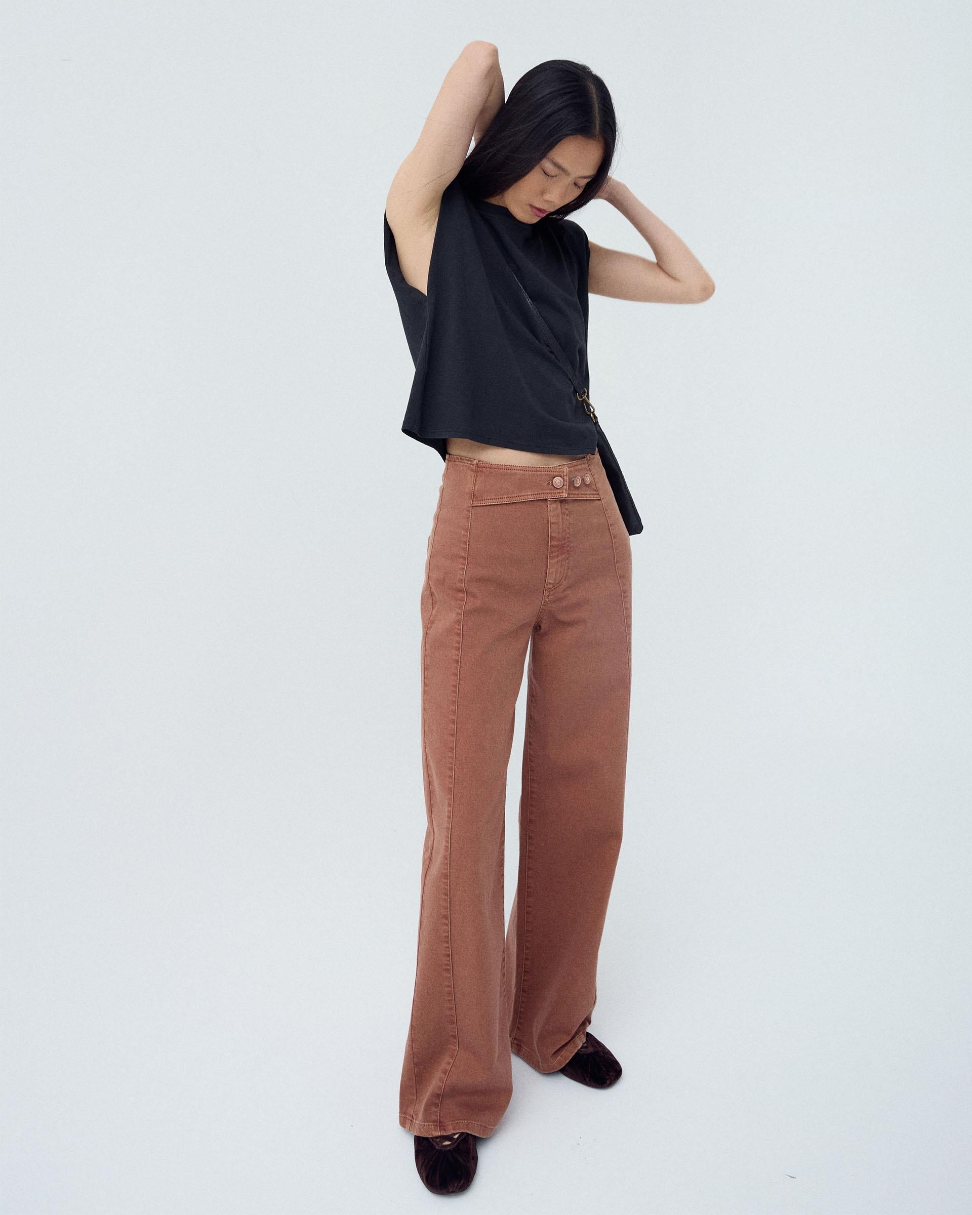 Jeans Cinturilla Pieza Botones Cobre