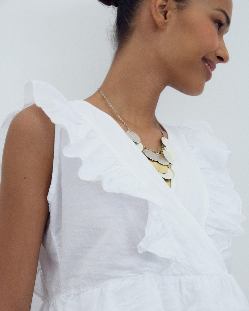 Blusa Cruzada Volantes Blanca