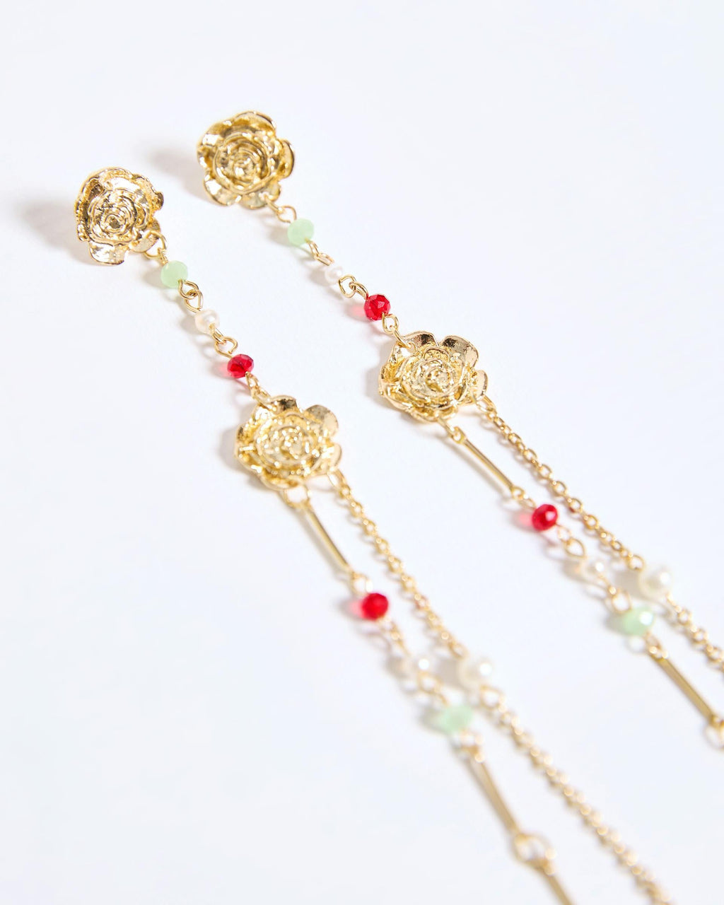 Pendientes Flor Cadenas Oro
