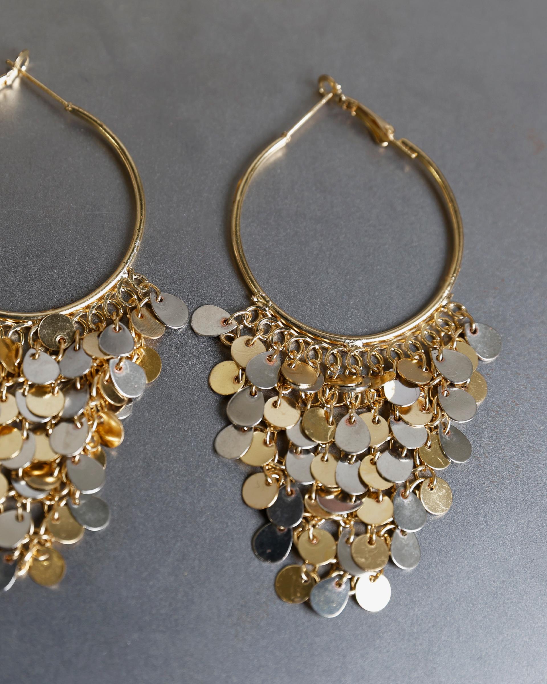 Pendientes Aros Lentejuelas Oro