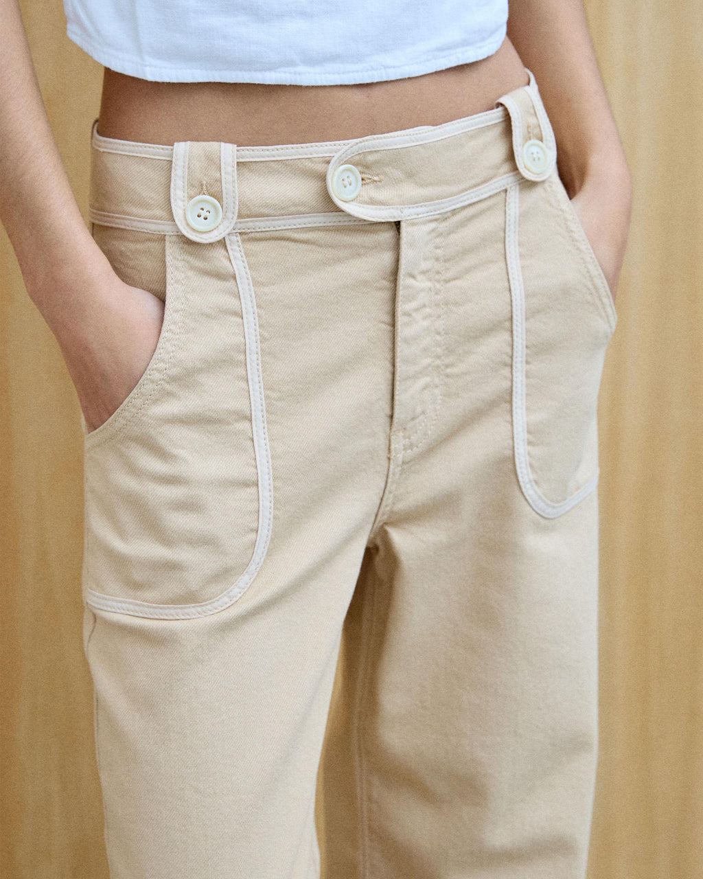 Jeans Vivo Contraste Beige